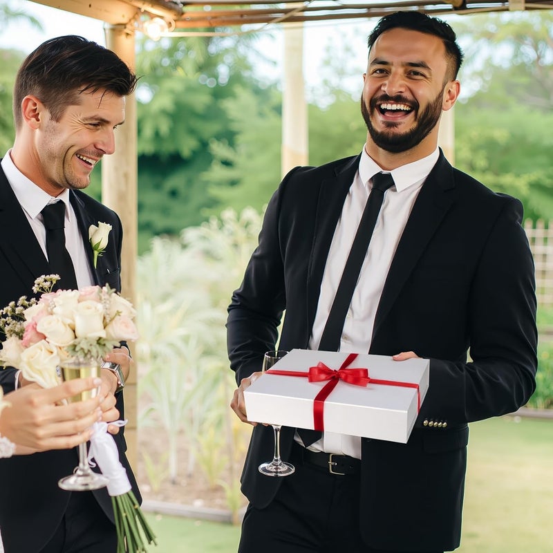 Ditwis 4 Pack 11.5x8.5x2.3 Inches Gift Boxes with Magnetic Closure Lids, White Magnetic Box for Wedding, Groomsmen Bridesmaid Proposal, Birthdays, Mother's Day - Image 3